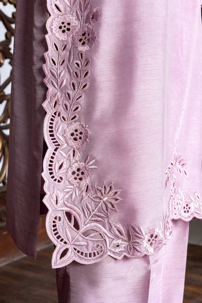 Blush pink Korean silk Pakistani embroidered suit with organza dupatta – MariamRaj party wear for women in USA, UK, Canada

