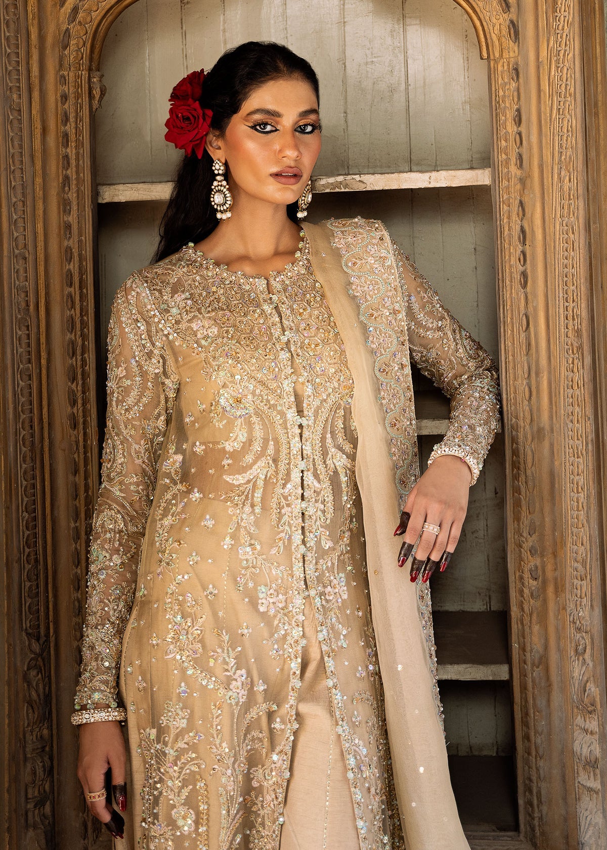 Zarnab nude stitched 4pc formal outfit by Kanwal Malik