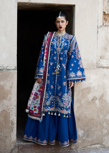 Zarqa-Modern embroidered lawn suit for daytime celebrations by-Hussain rehar
