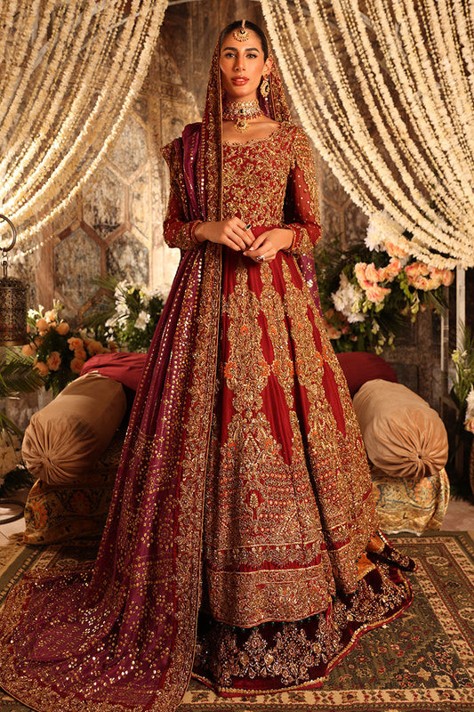 Zarqash-Bridal Peshwas with Hand-Embellished Lehenga borders