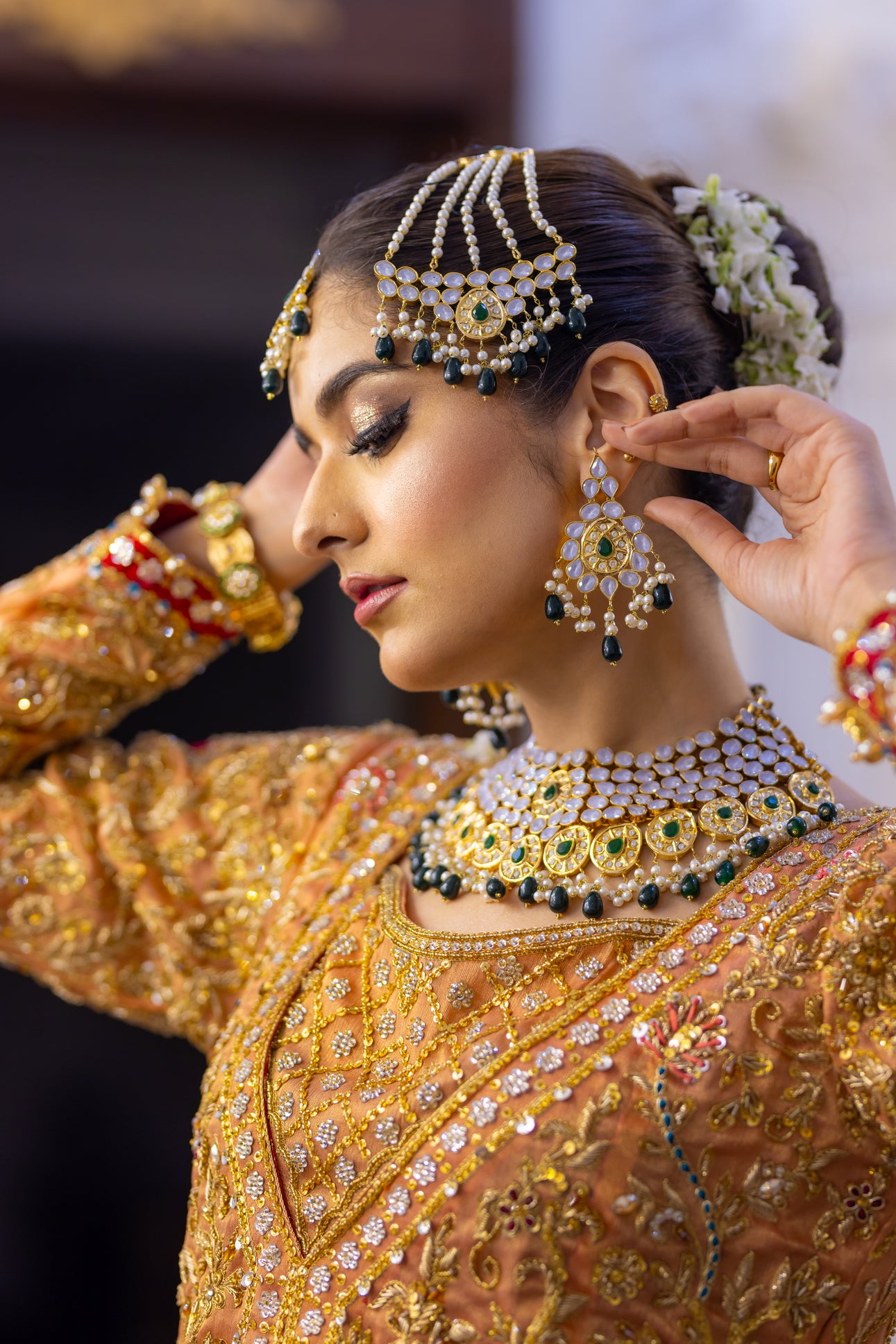 Zarqash - Traditional Farshi Gharara with Open-Style Peach Gown