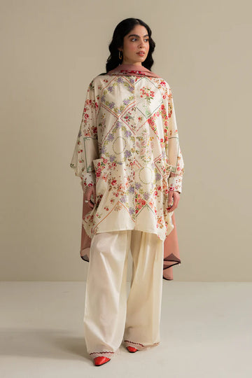 Zarya-9A Coco by Zara Shahjahan casual lawn suit with floral print