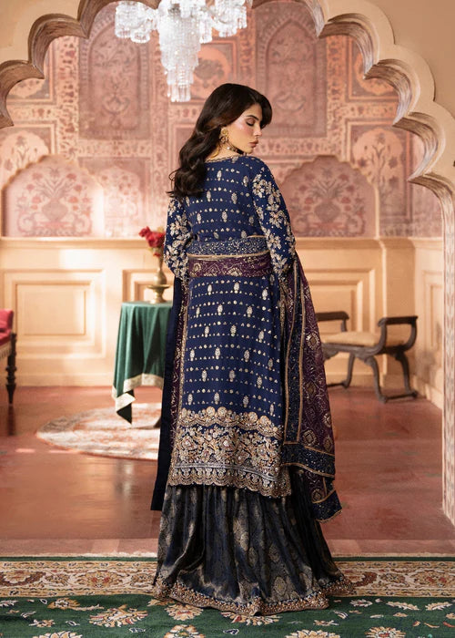 Zawiya- Designer Dark Blue Gharara Outfit for Weddings