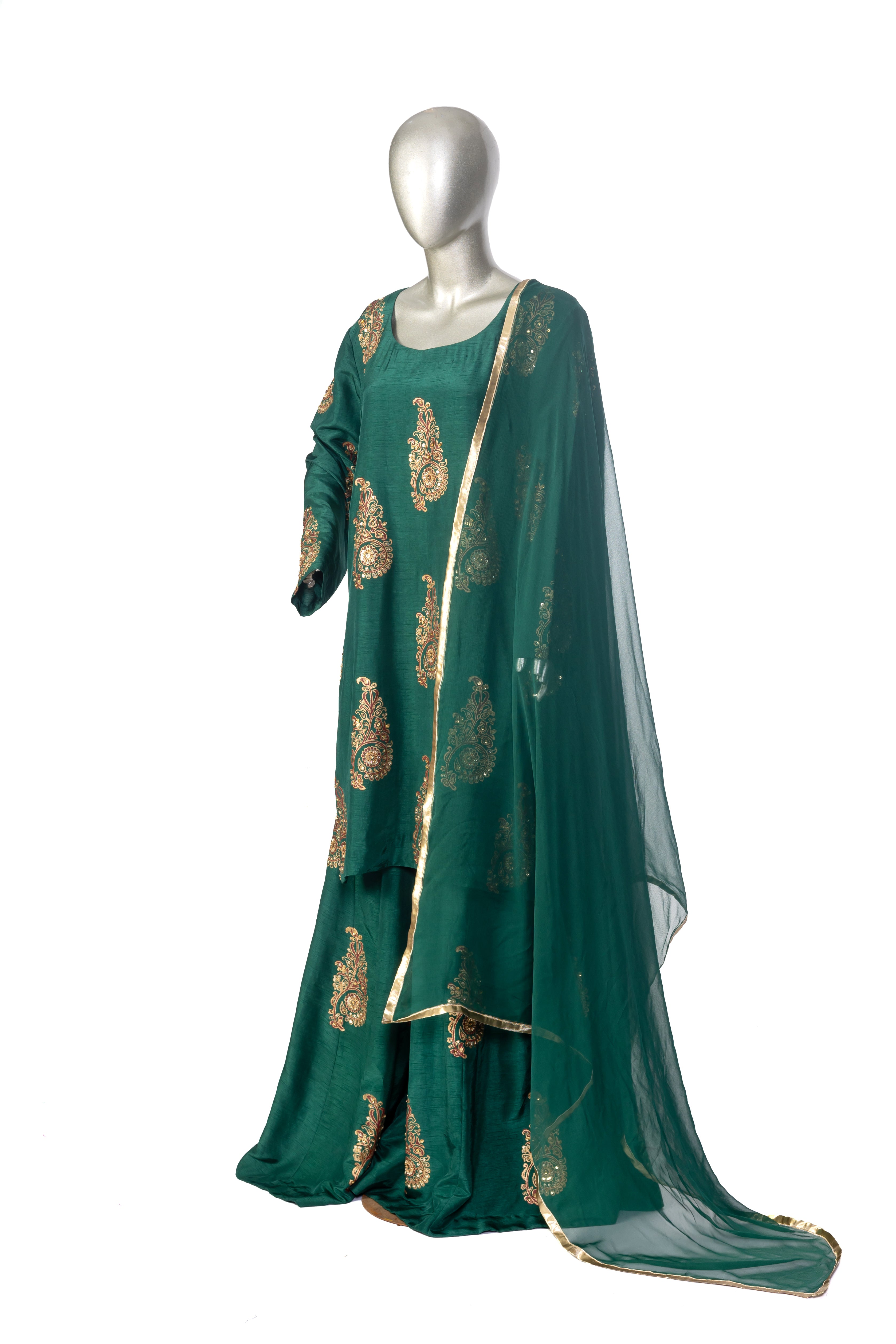 MariamRaj Korean Silk Dress with Gold Block Prints – Zeba.