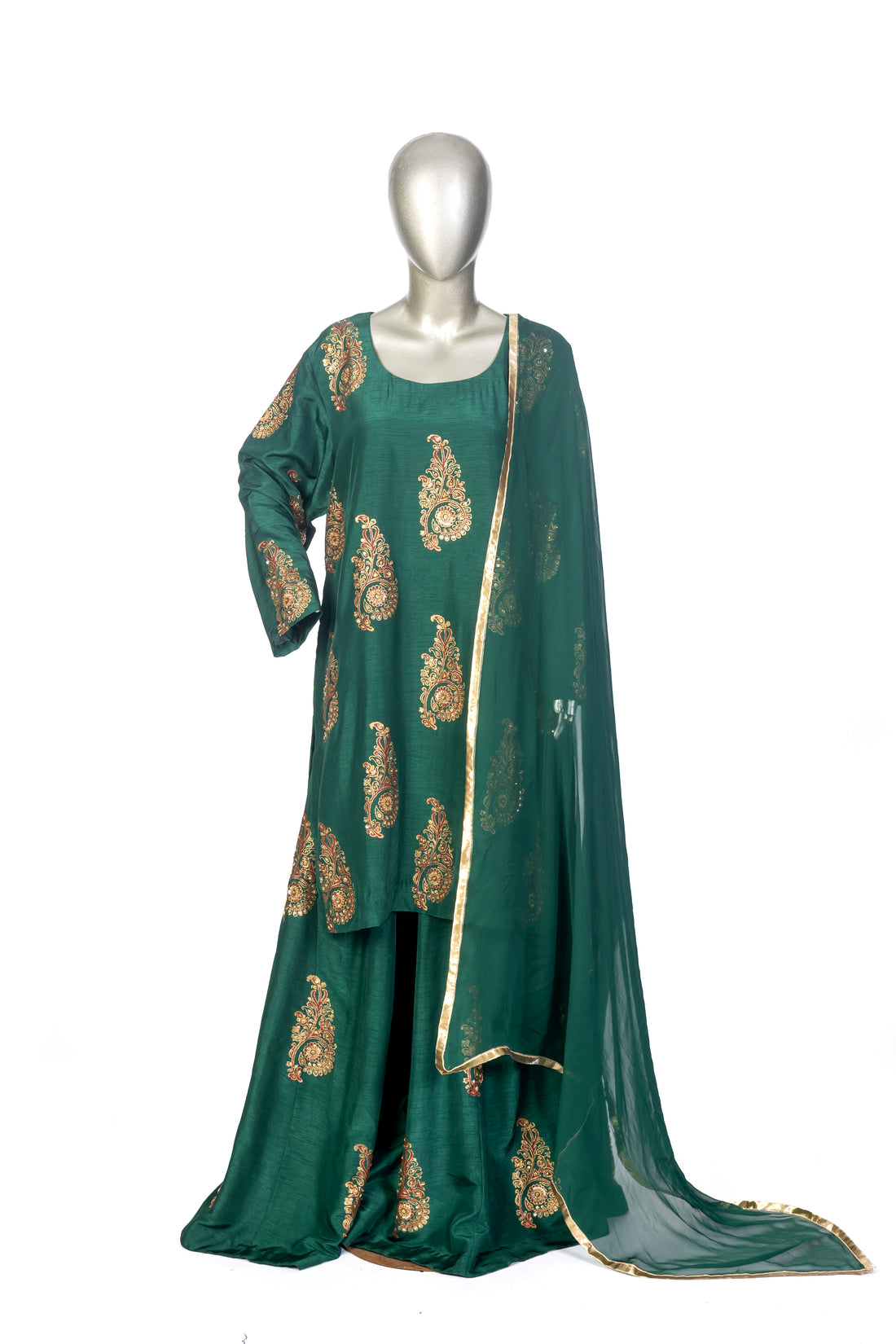 MariamRaj Korean Silk Dress with Gold Block Prints – Zeba.