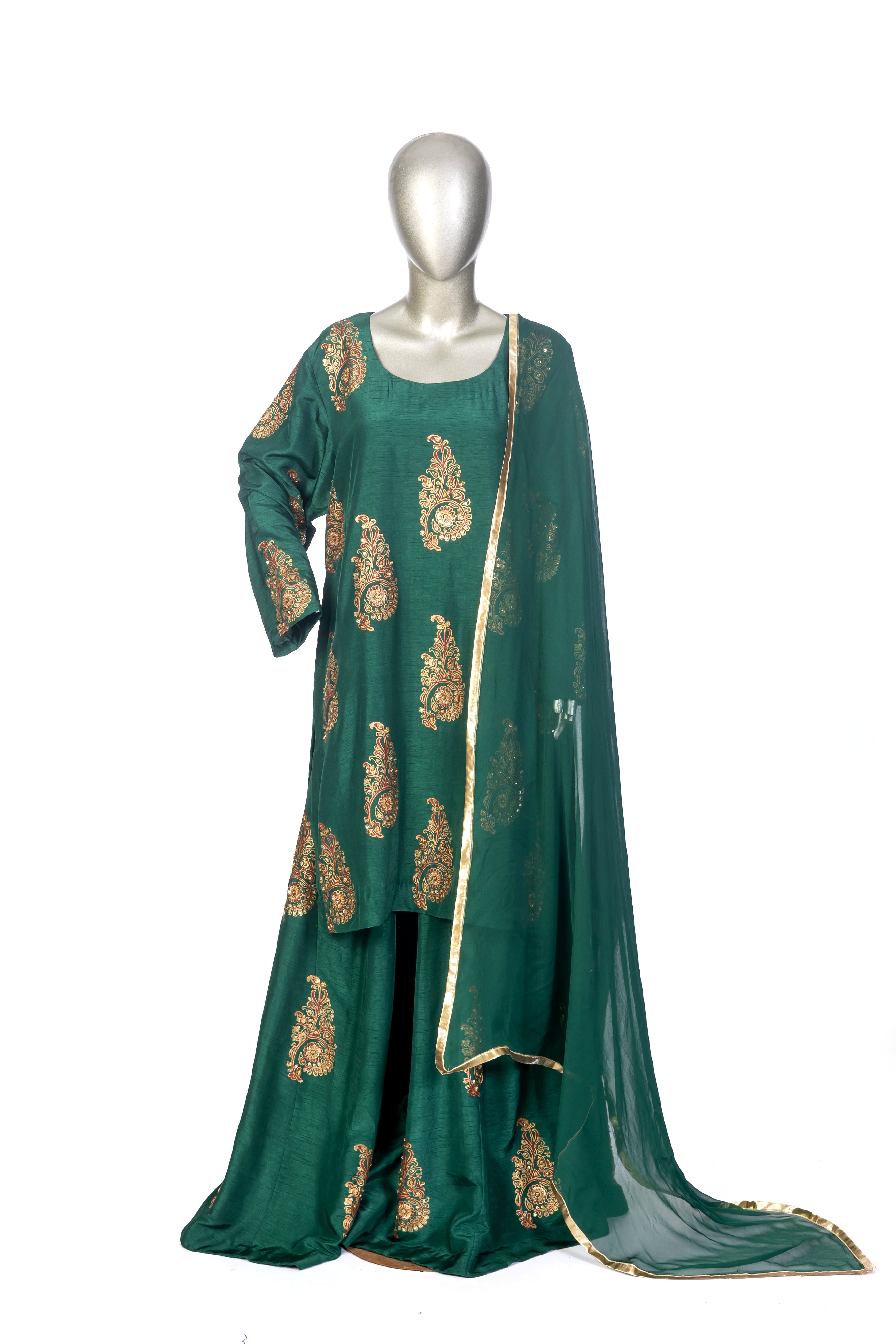 MariamRaj Korean Silk Dress with Gold Block Prints – Zeba.