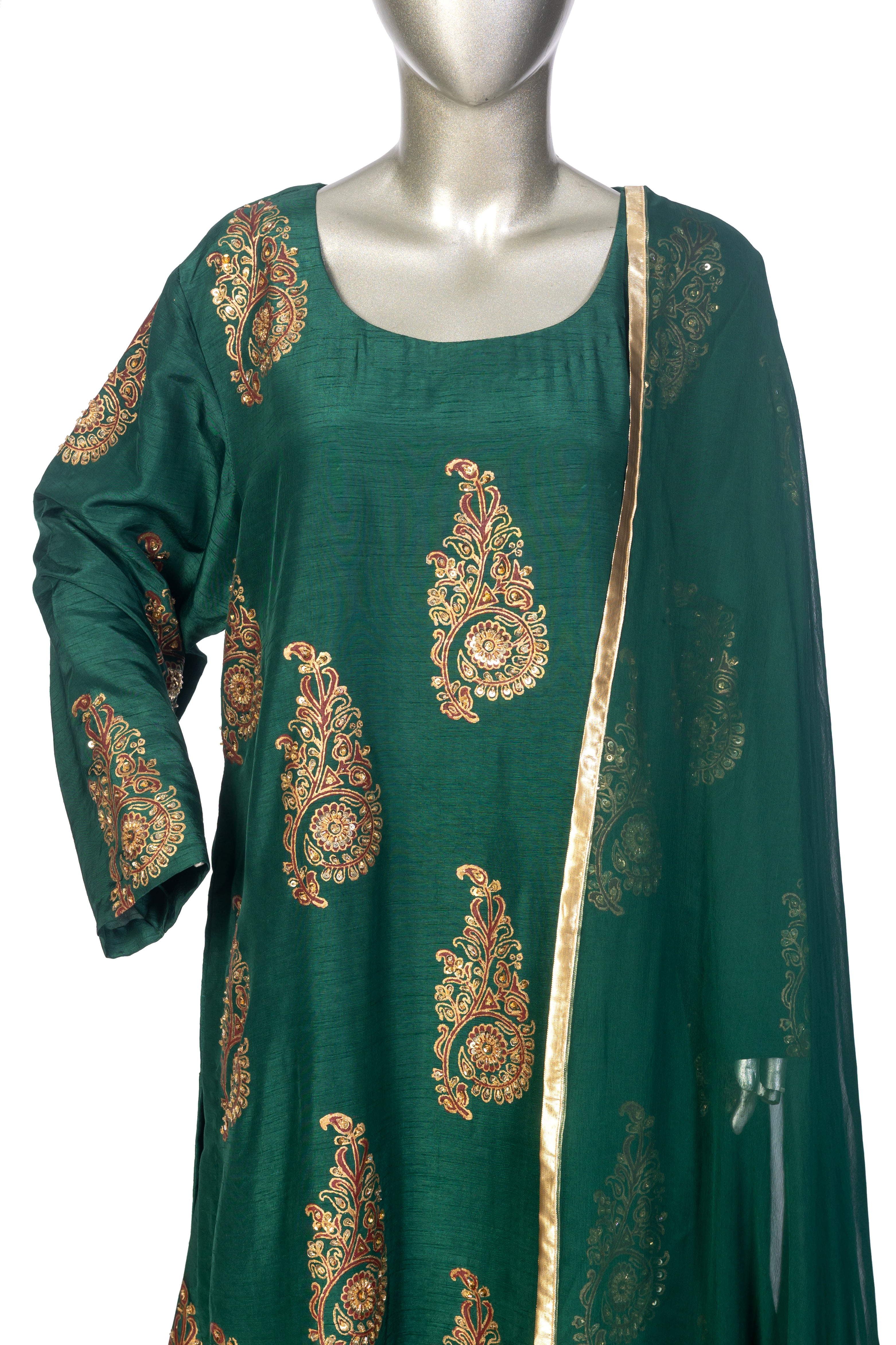 MariamRaj Korean Silk Dress with Gold Block Prints – Zeba.
