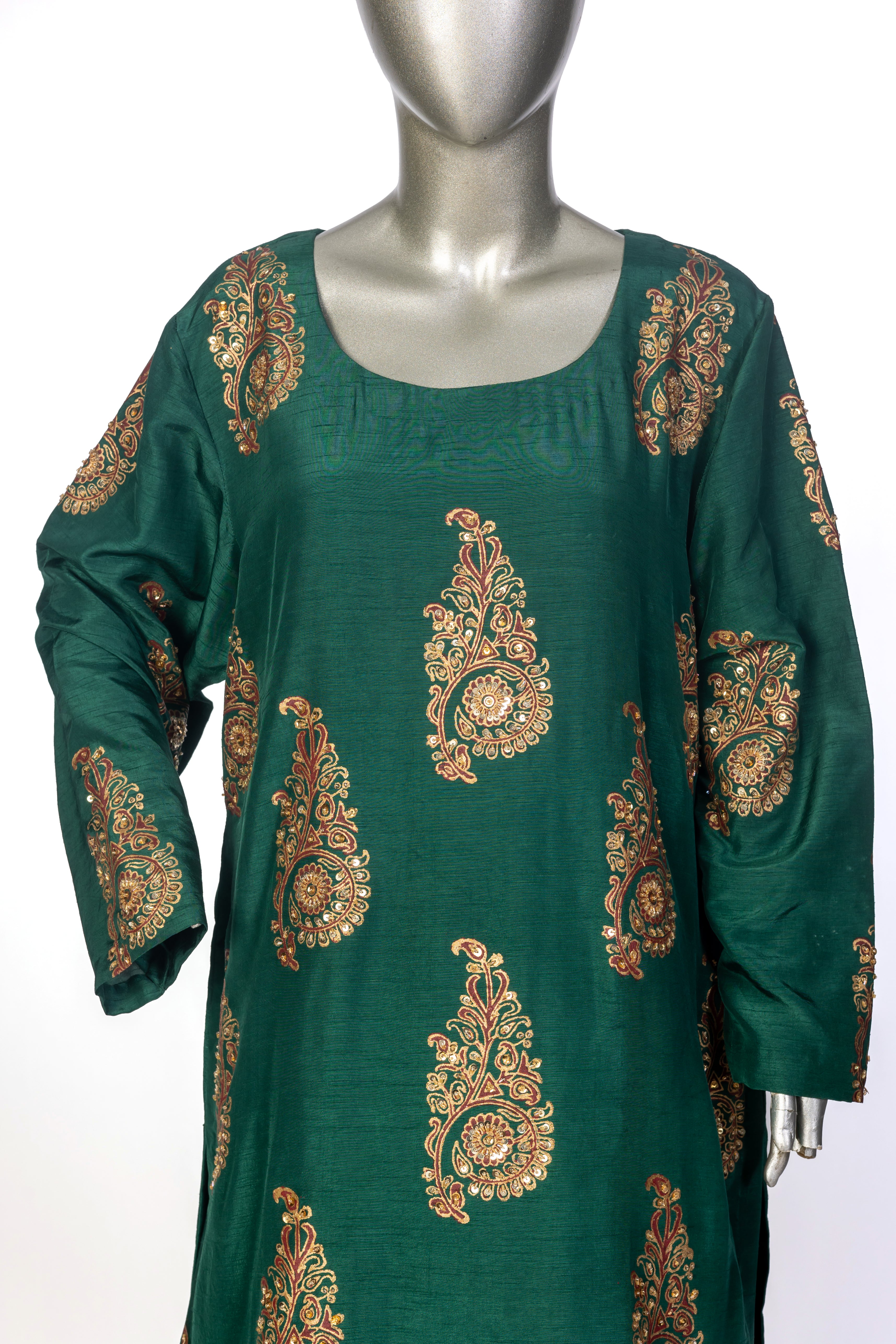 MariamRaj Korean Silk Dress with Gold Block Prints – Zeba.