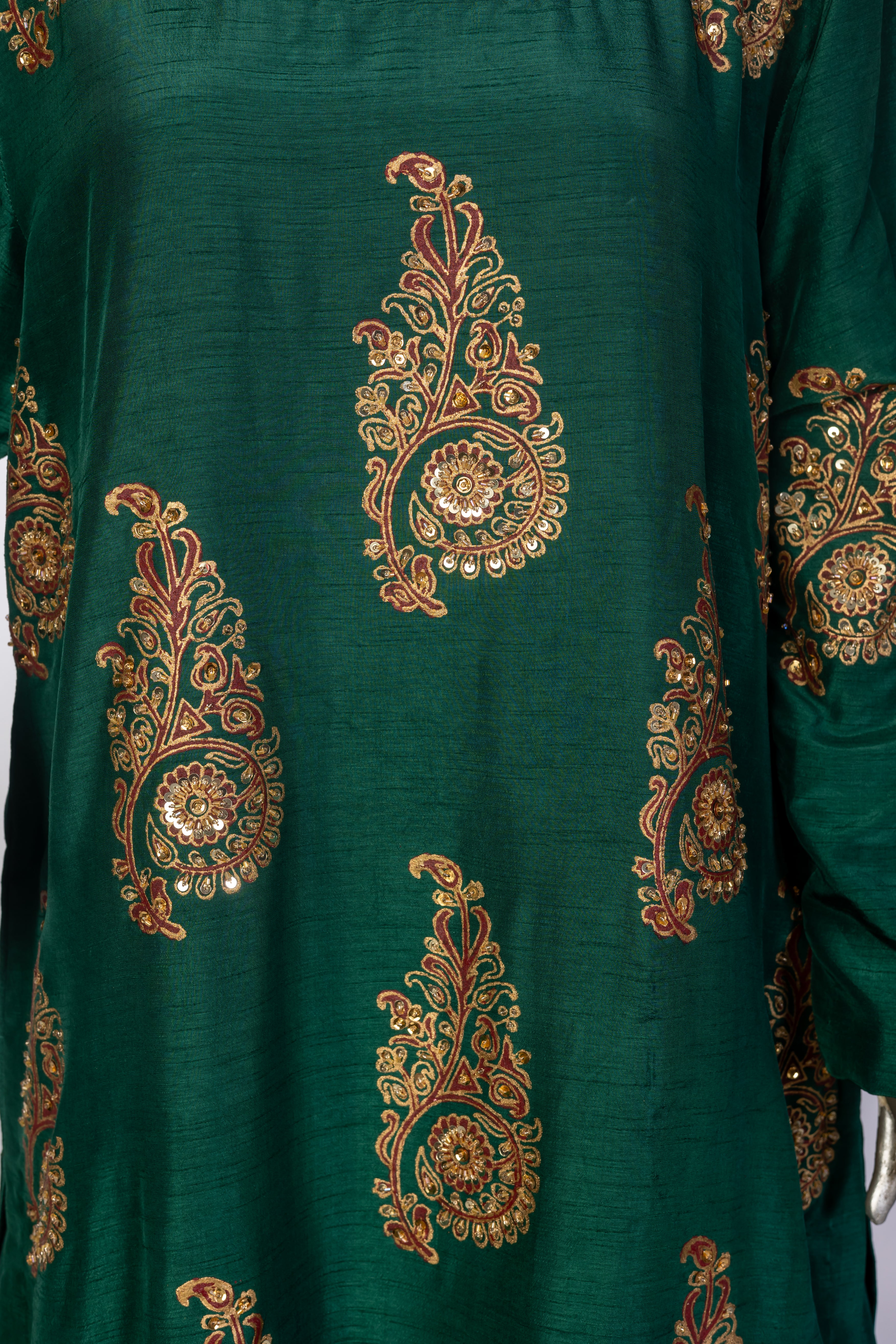 MariamRaj Korean Silk Dress with Gold Block Prints – Zeba.