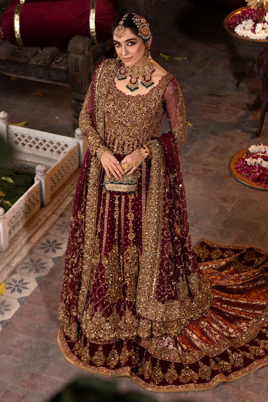 Zeenat- Designer Bridal Chiffon Gown with Jamawar Lehenga