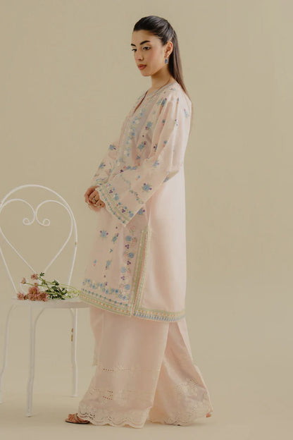 Zeest-9B- Peachy pink jacquard summer lawn outfit By- Zara Shahjahan