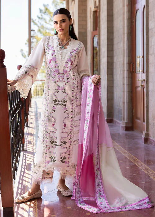 Zerene 1-A-Elegant Embroidered Lawn Suit with Lilac, Mauve & Mint Pre-Stitched Dupatta for Party & Occasion Wear-Saira Shakira