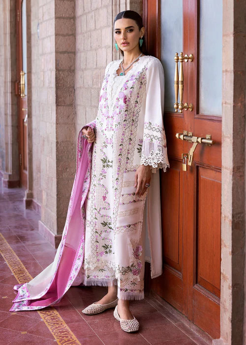 Zerene 1-A-Elegant Embroidered Lawn Suit with Lilac, Mauve & Mint Pre-Stitched Dupatta for Party & Occasion Wear-Saira Shakira