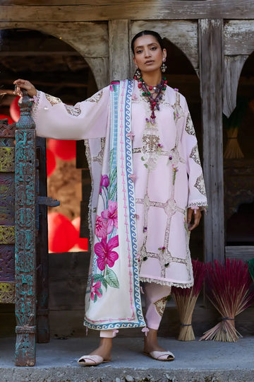 Zérin EL26-11 A pink embroidered Élan Lawn'26 stitched 3PC suit with silk dupatta 