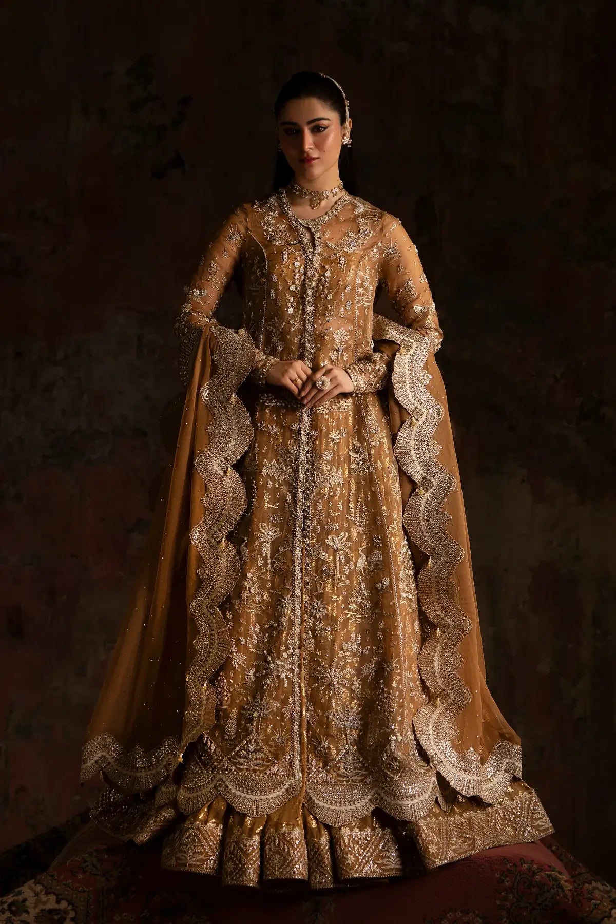 Front open organza jacket lehenga Eid wear by Nyra