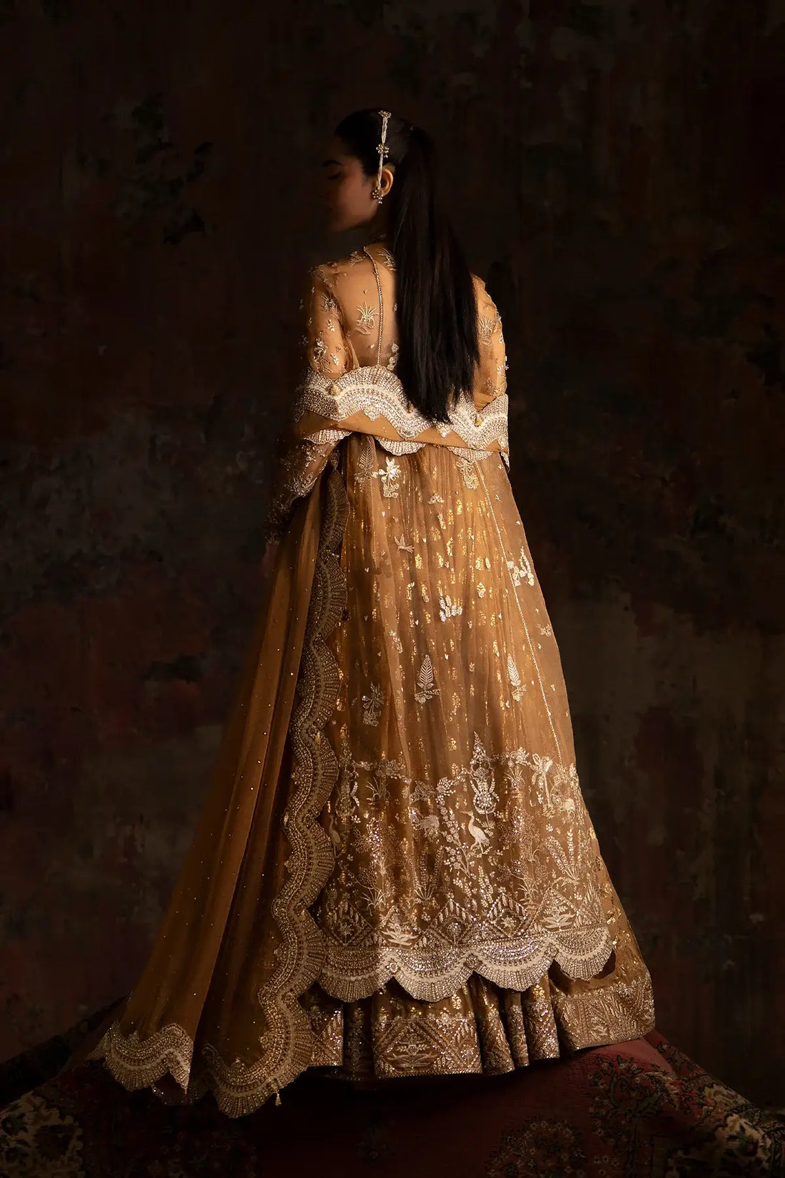 Front open organza jacket lehenga Eid wear by Nyra