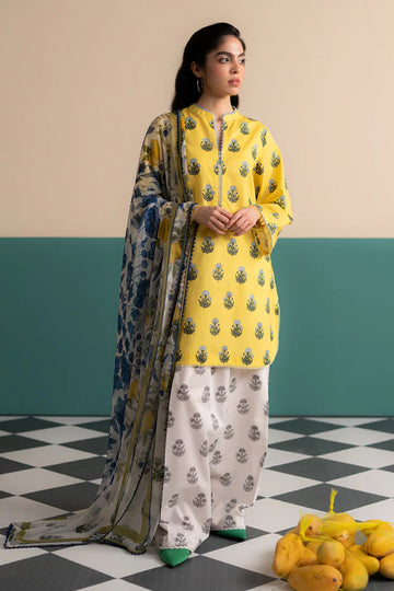 Zofi-4A sunflower-inspired lawn suit with cambric trousers – Coco Zara Shahjahan