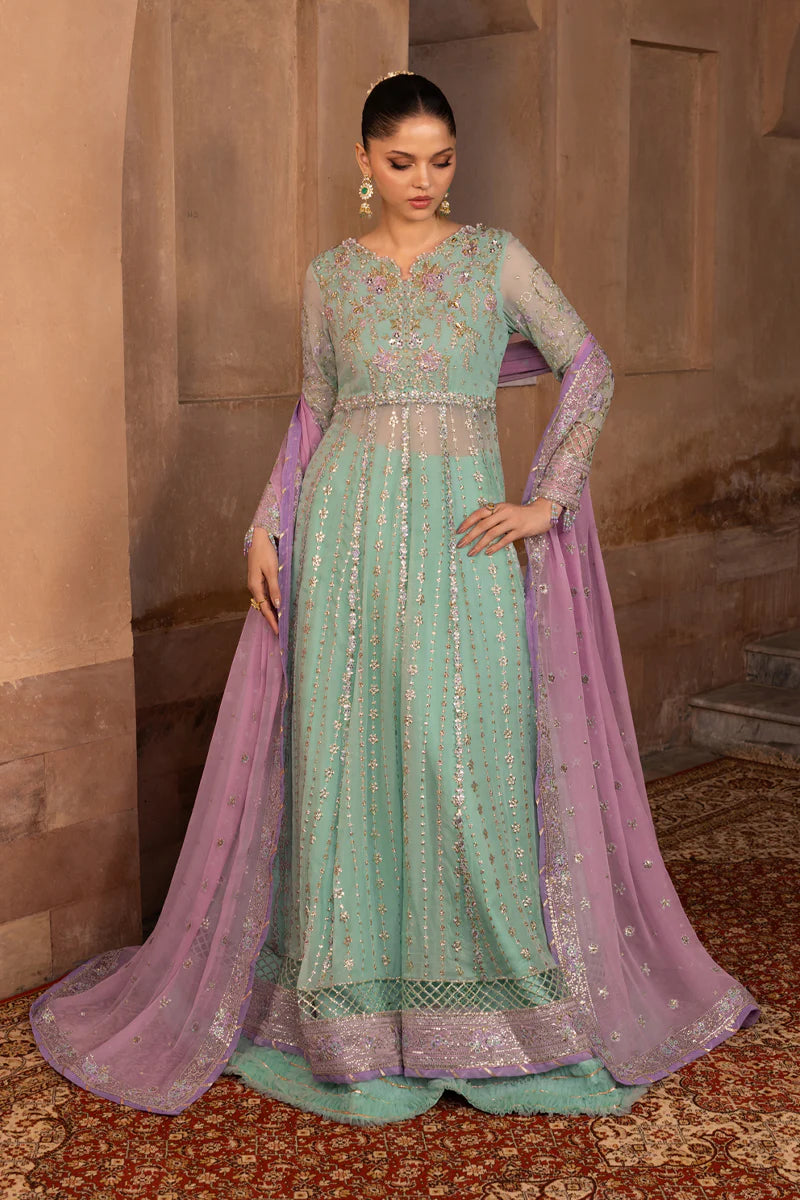 Ocean Mist Anarkali Set With Chiffon Dupatta And Silk Lehenga – Pakistanimoda Worldwide Shipping