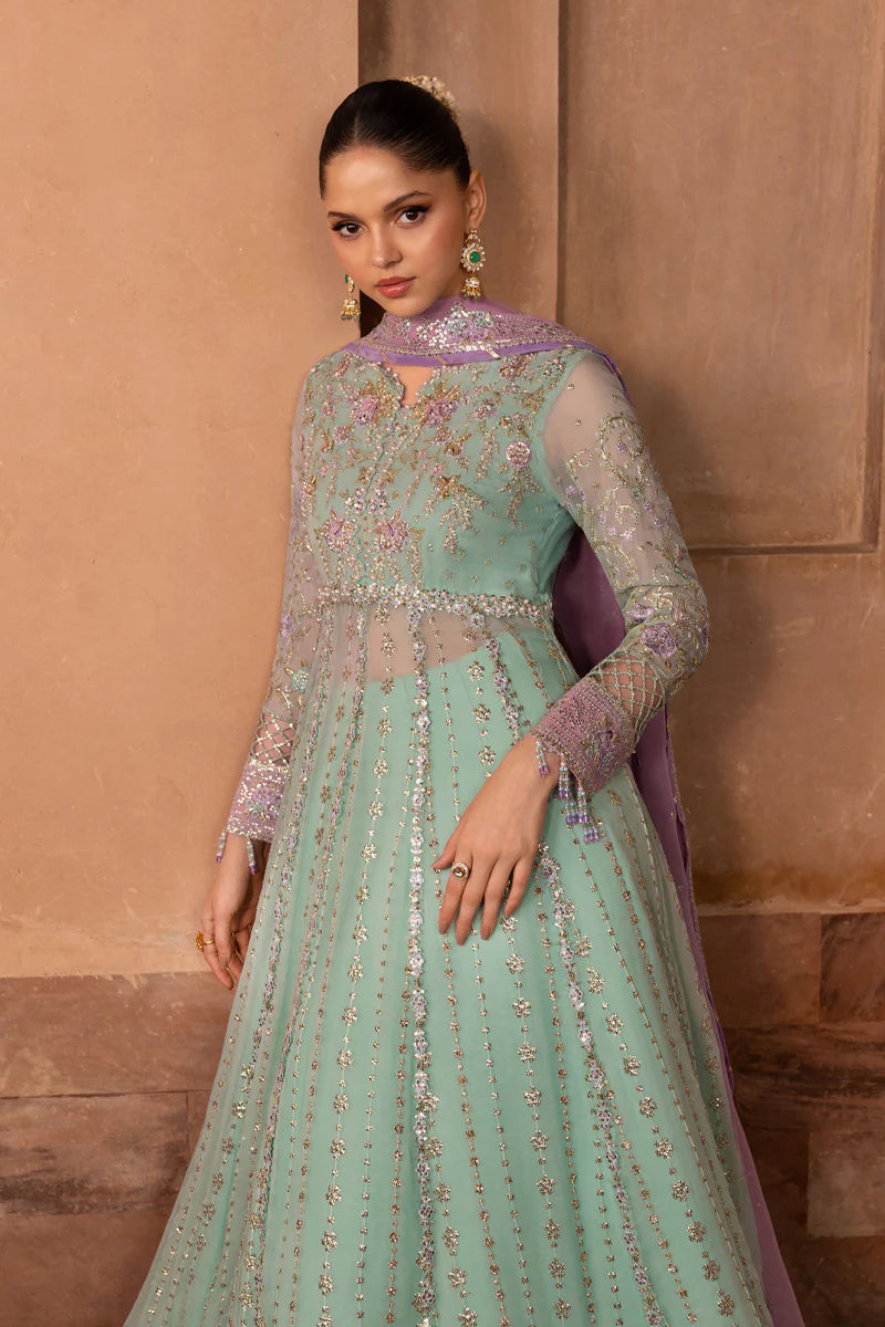 Ocean Mist Anarkali Set With Chiffon Dupatta And Silk Lehenga – Pakistanimoda Worldwide Shipping