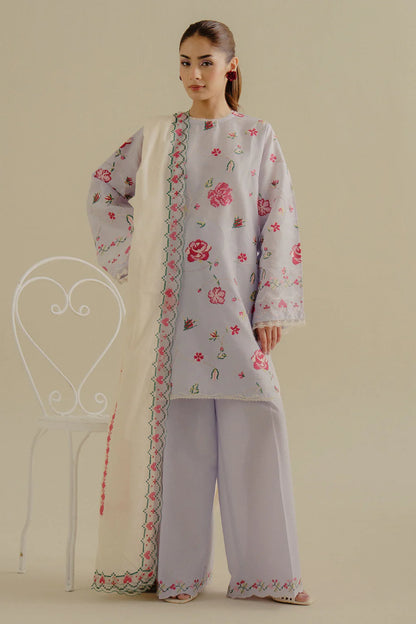 Zufra-6B- Lilac summer embroidered lawn suit By- Zara Shahjahan