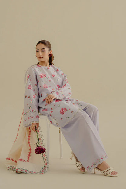 Zufra-6B- Lilac summer embroidered lawn suit By- Zara Shahjahan