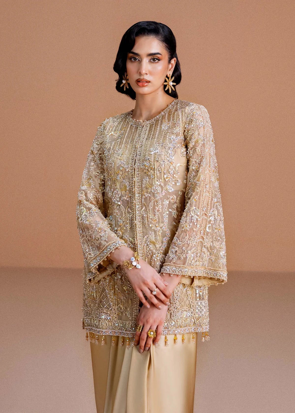 Aurelia by Kanwal Malik honey nude formal dress for weddings and soirées